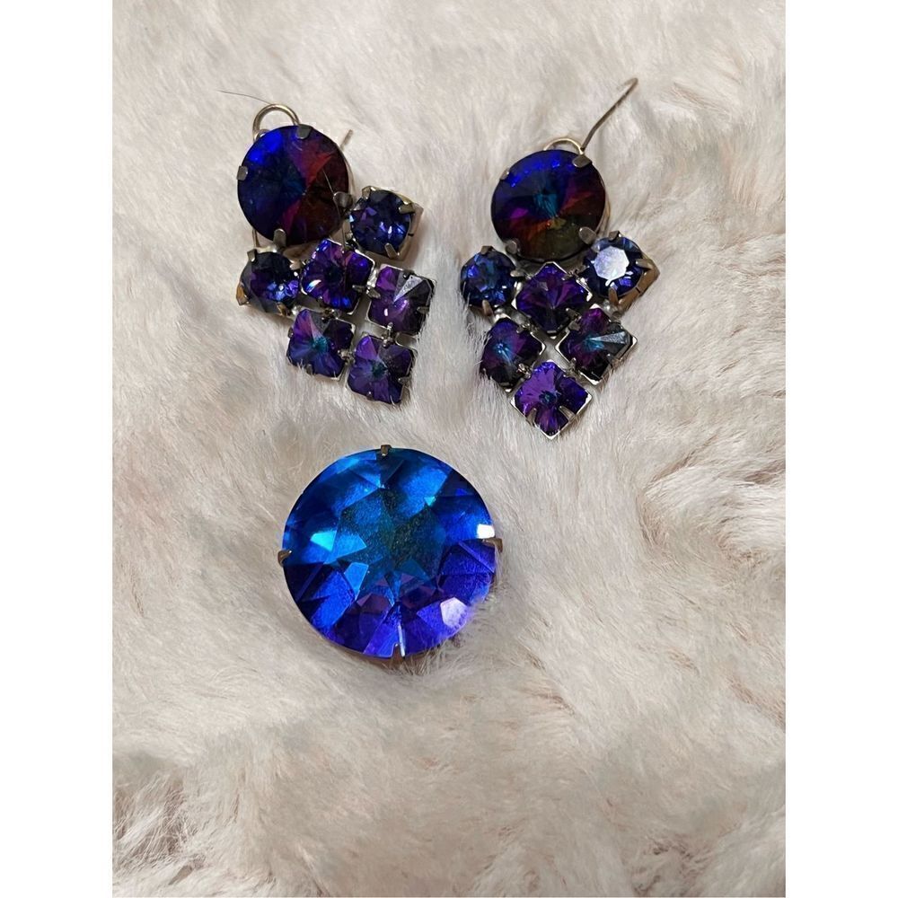 Custom Made Jewelry Set Rhinestone Earrings with Matching Statement Ring